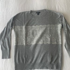 Super Soft J.Crew Gray Sweater with Lace Decal